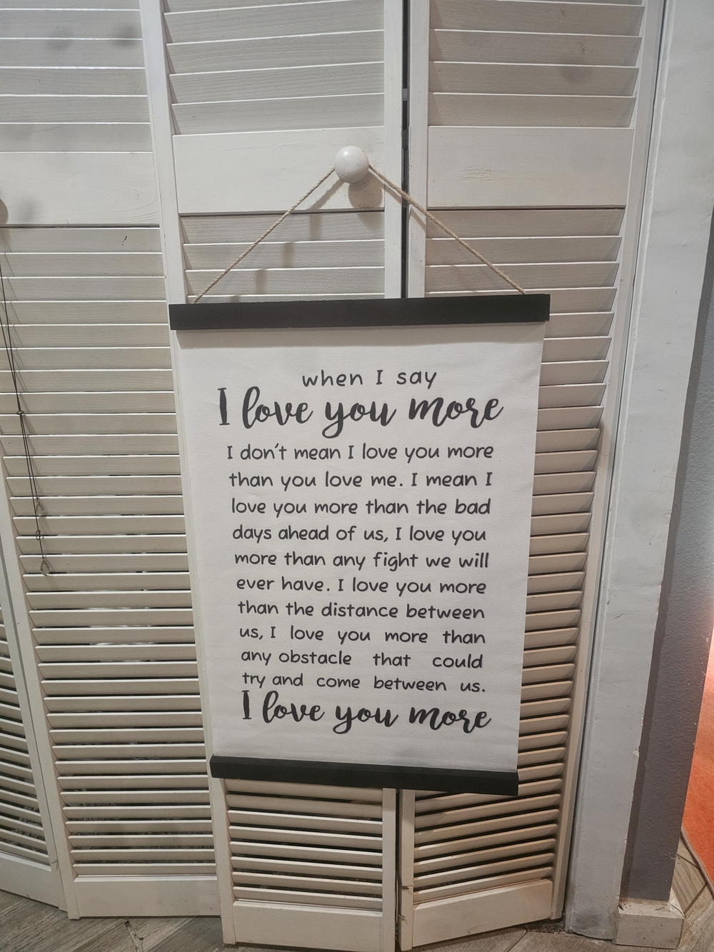 I Love You More Canvas Wall Hanging - Cream & Black